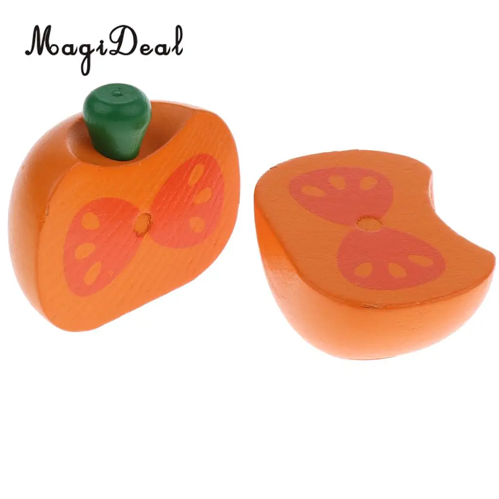 Miniature Simulation Wooden Magnet Connected Fruits Kitchen Food Cutting Kids Children Pretend Play Toy