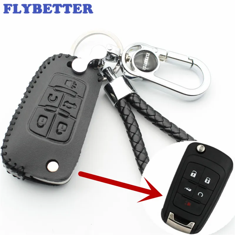 FLYBETTER чехол для ключей из натуральной кожи 5B Chevrolet Camaro/Malibu Buick Regal Opel Vauxhall