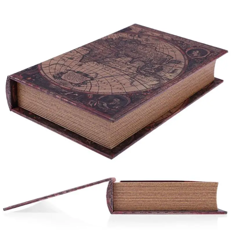 

Wooden Storage Box Retro European Style World map Security Safe Book Cash Money Jewelry Organizer Box Organizer