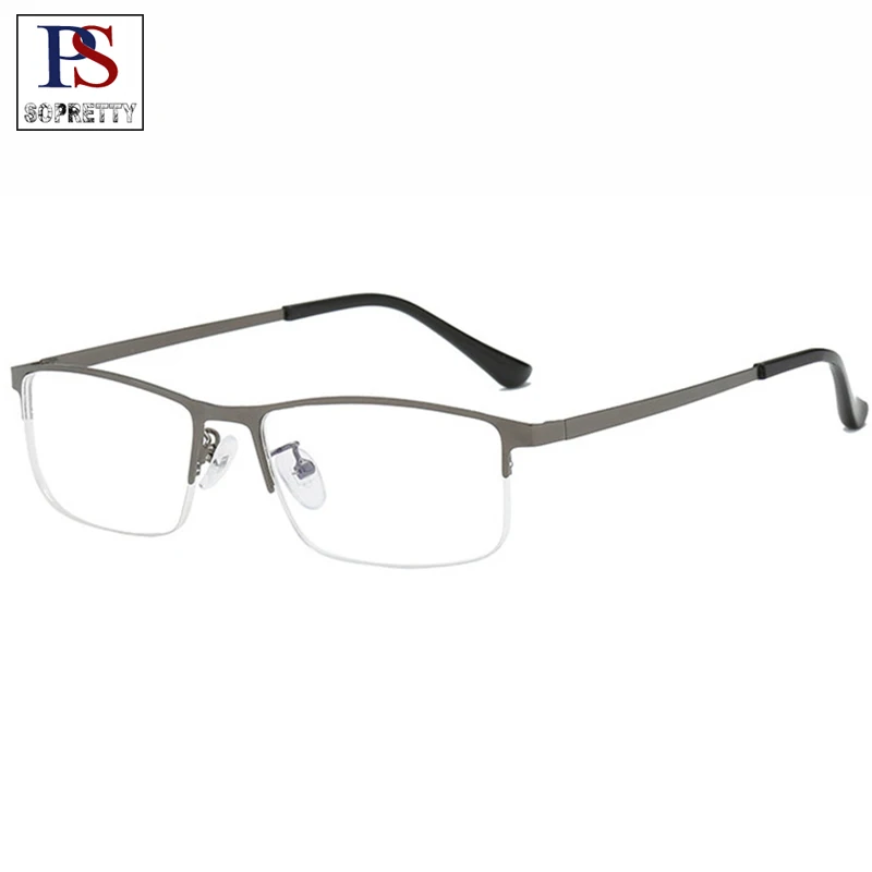 

Men Titanium Alloy Myopia Glasses , Square Half frame Anti-Blue-Light Non Spherical 12 Layer Coated Lenses Eyeglasses ( L190 )