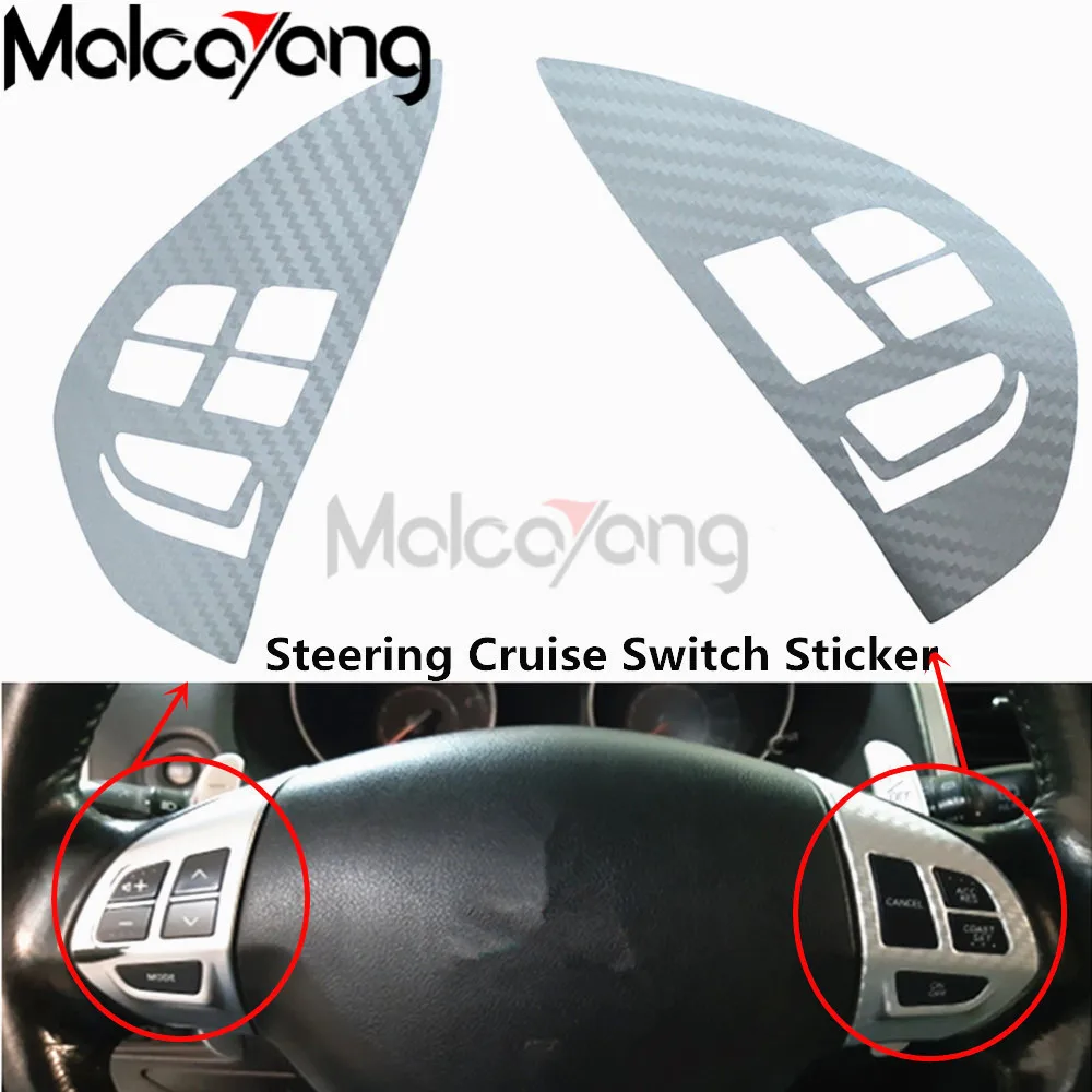 

For Mitsubishi ASX 2007-2012 Outlander Car Steering Wheel Control Switch Audio Cruise Button Sticker Carbon Fiber Pattern Cover