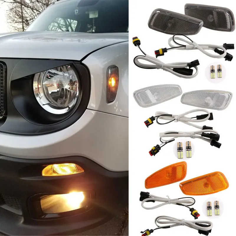 1 Pair Front Turn Side Signal Lamps Cover For Jeep Renegade 2014 2016