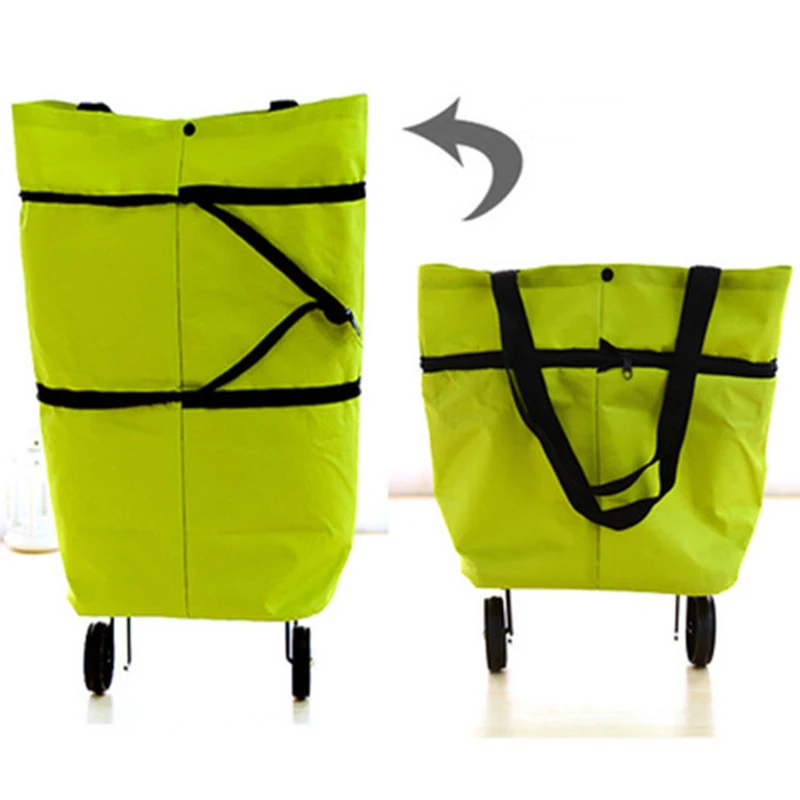 Ruputiv Новая Складная портативная хозяйственная сумка для покупок, сумка на колесиках для покупок, сумка-Органайзер для покупок овощей - Цвет: Small Green