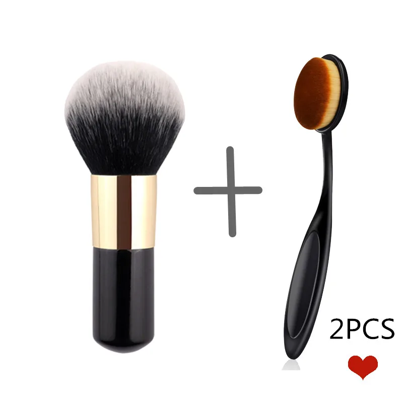 

2PCS Big Size Makeup Brushes Cream for foundation Powder brush Set Soft Face Blush Brush Toothbrush Cosmetics Make Up Tools