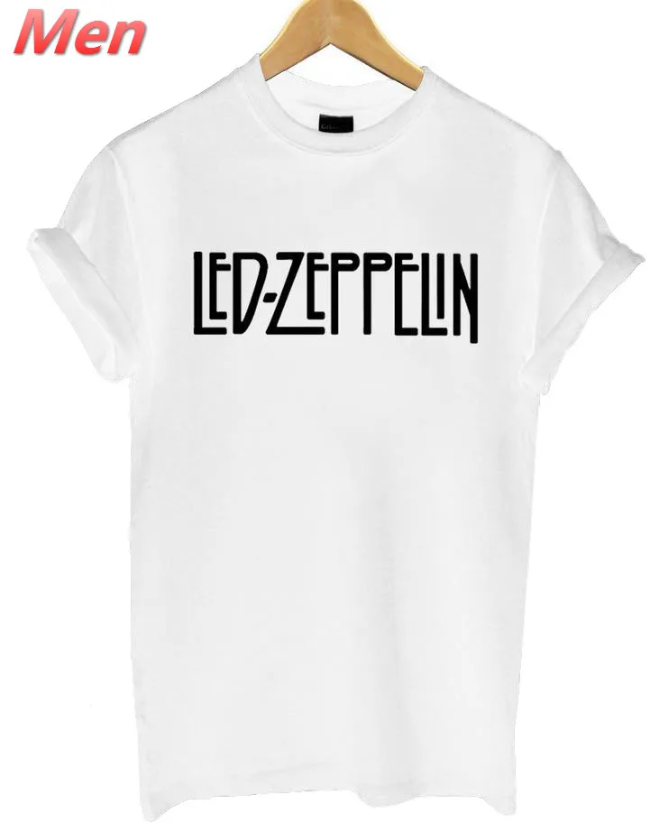 Светодиодный ZEPPELIN Rock Print, Мужская футболка, повседневная забавная футболка для мужчин, черный, белый цвет, футболка, Забавный хипстер, Прямая поставка, BZ2-30 - Цвет: Белый