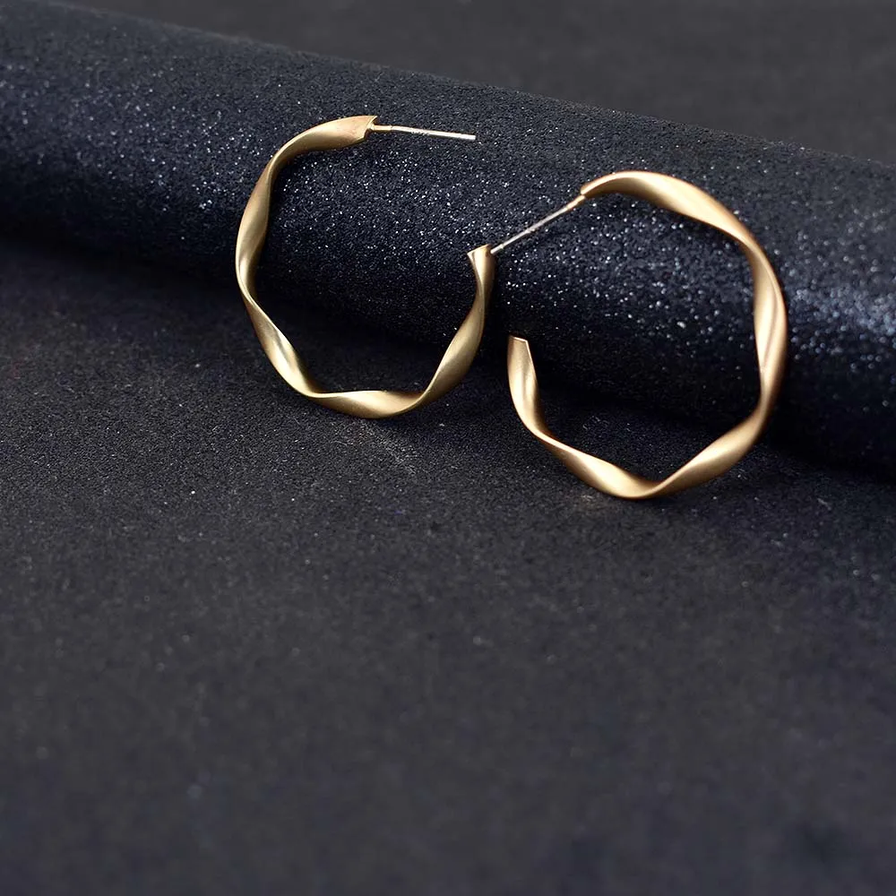 Серьги-кольца золотого и серебряного цвета, женская витая круглая серьга круга, большие ювелирные изделия, геометрические металлические серьги orecchini