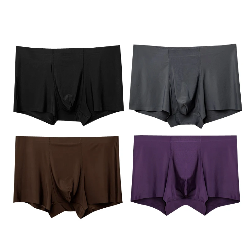 

4 PCS/Lot men Underwear Seamless Men Boxers Luxury Silk Antibacterial Boxers Boxer Spandex 3D Crotch Boxer Nylon Shorts