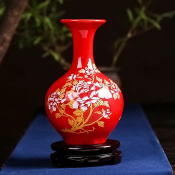 

Fashion China Red Flower ceramic Home Living Room Decoration Ornamental Crafts Wedding Gifts Decorations vase