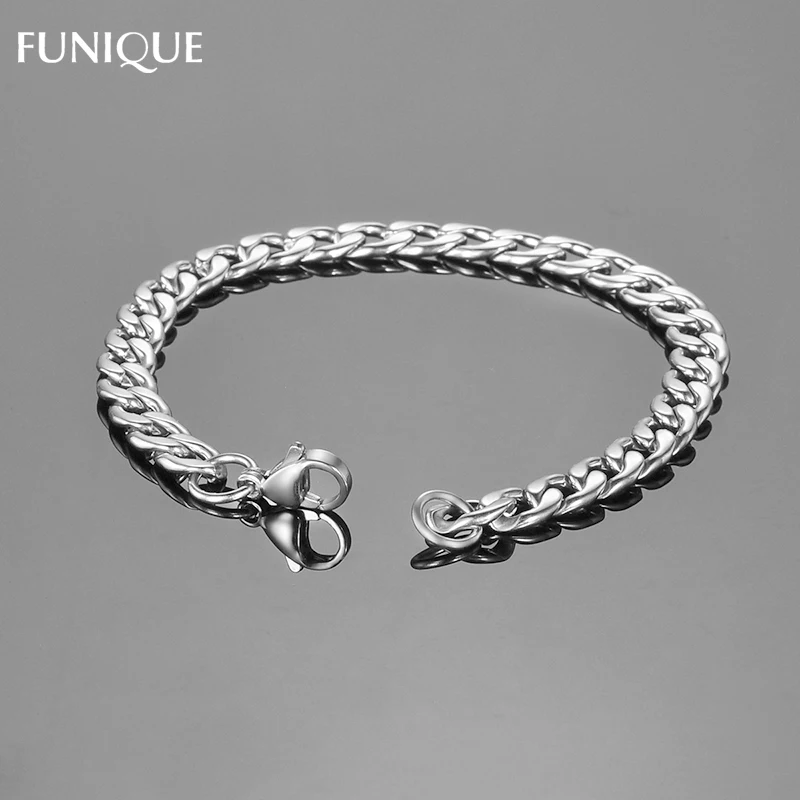 FUNIQUE Мужская витая цепь из нержавеющей стали карабин звено цепи браслет для