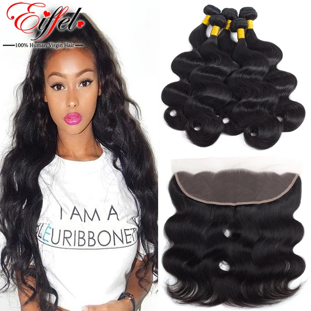 Sweetie Hair Brazilian Body Wave Lace Frontal Closure With Bundles 7a