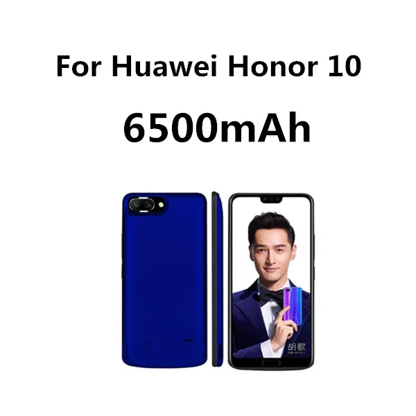 Egeedigi Silicone Shockproof External Battery Charging Back Cover For Huawei Honor V10 V20 9 10 Power Bank Battery Charge Case - Цвет: Honor 10 Blue