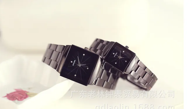 Brand Couple Watches Man Women Full Stainless Steel Square Face Dial Quartz Casual Analog Wrist Watch Men Luxury Sports Watches