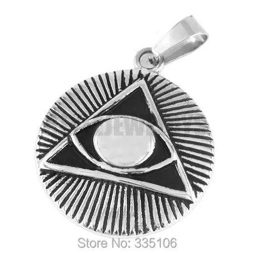 Argento Oro Universale Occhio Massonico Ciondolo Gioielli In Acciaio Inossidabile Triangolo Sole Massoneria Biker Mens Ciondolo Swp All'Ingrosso