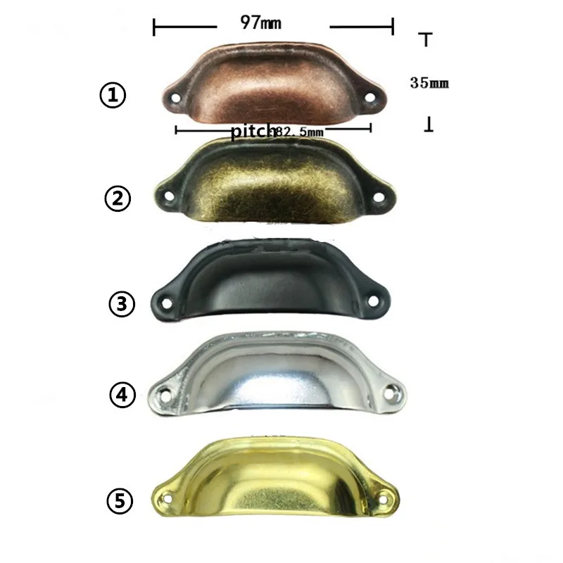 Antiquing Cupboards Promotion-Shop For Promotional Antiquing Bulk Retro Metal Kitchen Drawer Cabinet Door Handle Furniture Knobs Hardware Cupboard Antique Metal Shell Pull Handles,97mm - Antiquing Cupboards Promotion-Shop For Promotional Antiquing