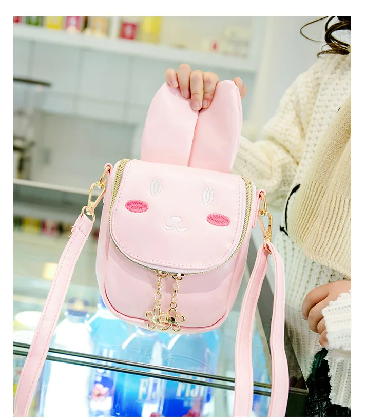 Новая модная Корейская версия Детской Сумки для детского сада Мультяшные сумочки с милыми заячьими ушками Детская сумка-мессенджер 7 цветов