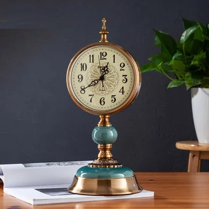 

Furnishing Snooze Function Decoration Pendulum Table Alarm Silence Desk Clock Office Night Bedroom Metal Vintage Clock LY455