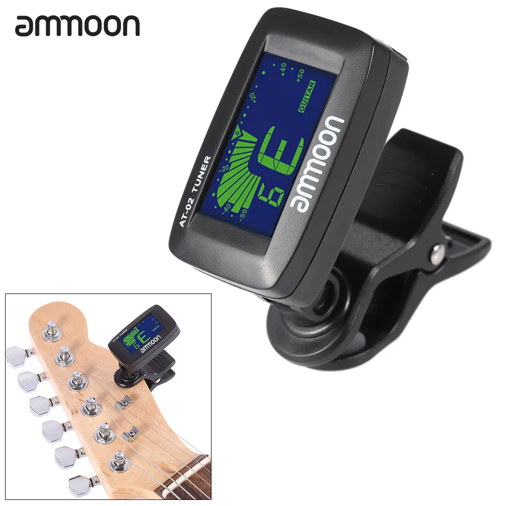 ammoon AT 02 Electric Guitar Tuner Clip on Guitarra Tuner Three Colors
