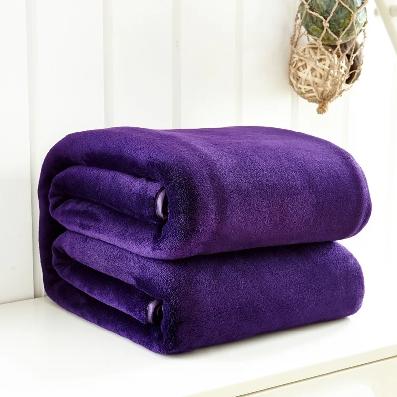 

1PC Bed Blanket Fleece Blankets for Bed Throw Blanket Machine Washable Home Textile Solid Random Color 50cm * 70cm