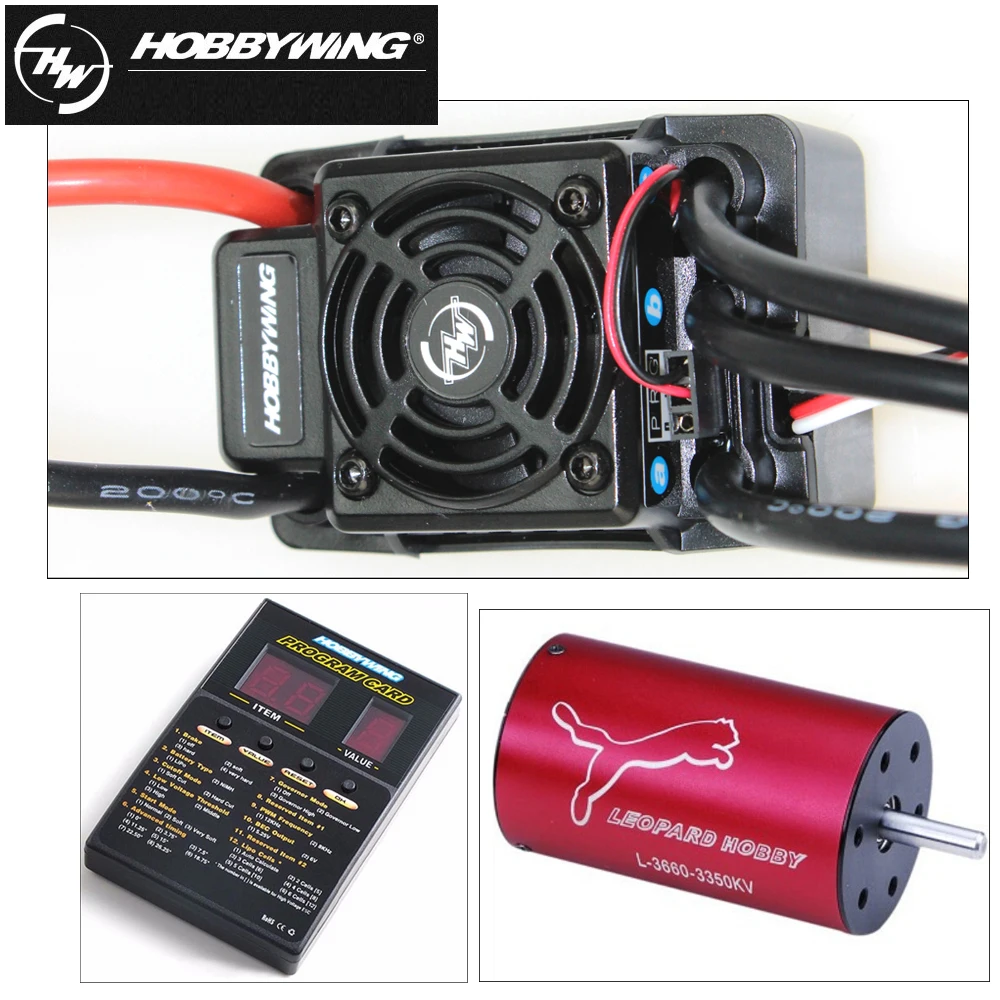 

100% Hobbywing EZRUN-WP-SC8 Waterproof 120A Brushless ESC+Leopard 4 Pole Lnrunner LBP3660 3800KV motor+Programm Card