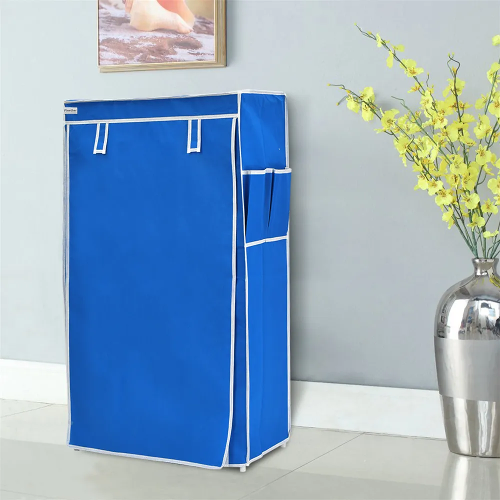 Finether Non-Woven fabric Shoes Storage with Side Pockets-Blue3