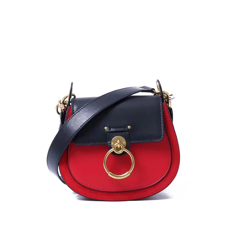 

Jellyooy Beachkins Luxury Genuine Leather Handbag Drew Tess Bags Contrast Color Saddle Bag Ins Girl Shoulder Messenger Bags
