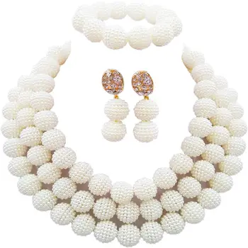 

Nigerian Style Opaque White Engagement or Wedding Women Jewelry Sets 3C-ZZ-17
