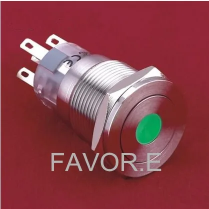 

Stainless steel 19mm IP67 waterproof Dot illuminated metal LED signal lamp PIN terminal ultra-flat