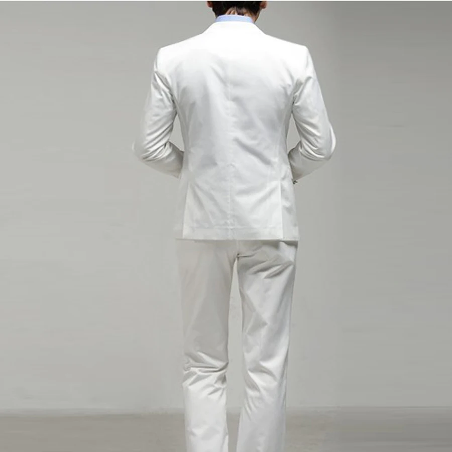 Classic White Business Style Suit Groom Wedding Suit Party Masculino Suits Slim Fit for Men 2Pieces (Jacket+Pants ) 2019 Retro