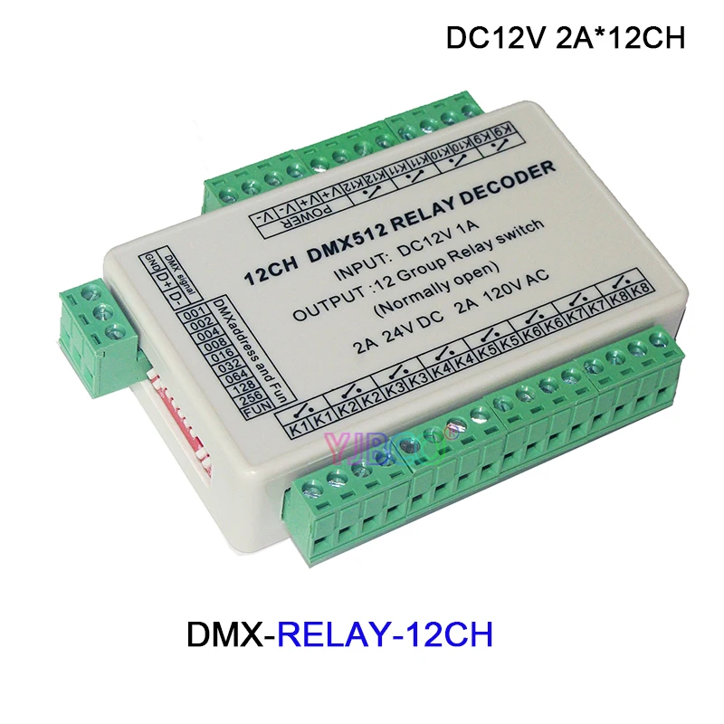 

3CH/4CH/6CH/8CH/12CH/16CH Relay switch dmx512 Controller,RJ45 XRL DMX512 relay Dimmer for led lamp light,DC12V
