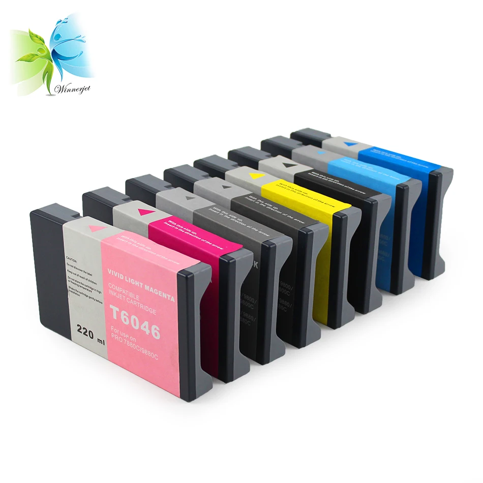 WINNERJET 220ml 8 Colors Compatible Ink Cartridge Filled With Dye and One Time Use Chip For Epson 7800 9800 Printer | Компьютеры и