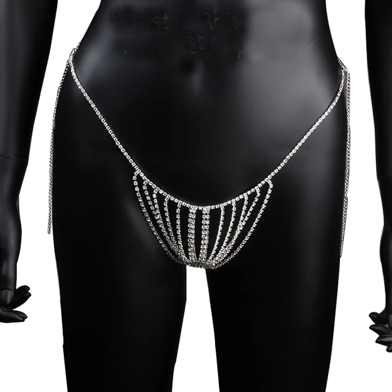 

Hot Body Chain Jewelry Simple Waist Round Sexy Bikini Rhinestone Underwear Beach