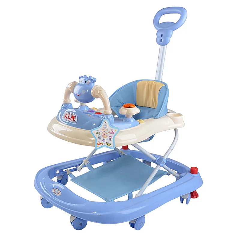 Hot Sale Baby Walker Music Foldable Toddler First Steps Assistant Tools Toy Infant Stroller Car Cartoon Child Wheels Pushchair