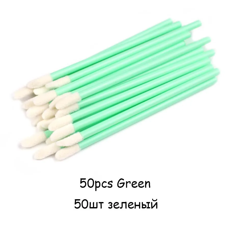 50pcs Green Одноразовые кисточки для губ кисти 50 шт. щетка для очистки ресниц Инструменты для удаления макияжа губная помада губная палочка-аппликатор для блеска инструмент кисть для губ - Цвет: 50pcs Green
