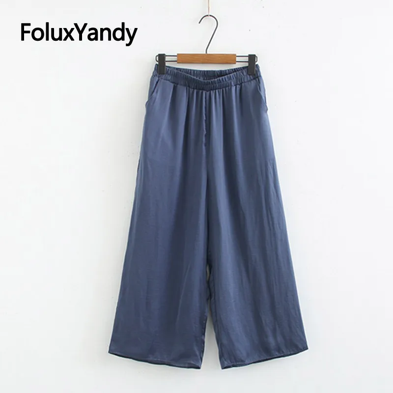 

Cool Summer Pants Women Plus Size XXXL 4XL Casual Elastic Waist Loose Ladies Wide Leg Pants Trousers KKFY3483
