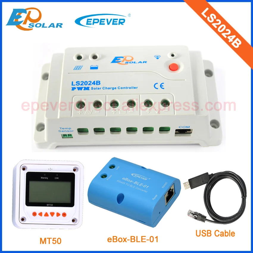 

PWM solar regulator 20A LS2024B with white MT50 and BLE funciton USB cable for 12v/24v auto type