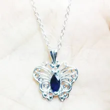 Подвеска ожерелья в виде бабочки натурального происхождения синий сапфир 925 пробы silver0.75ct драгоценный камень# C19021808