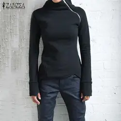 Большие размеры осенние свитшоты женские 2019 повседневные однотонные пуловеры с длинными рукавами толстовки с высоким воротником