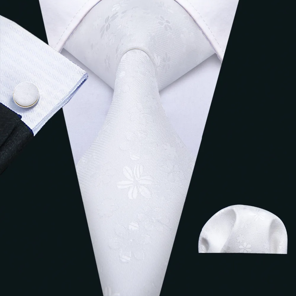 

Barry.Wang 2018 Brand New Men's Tie For Men White Floral Fashion Neckties Man's Neck Ties For Wedding Business Corbatas FA-5009