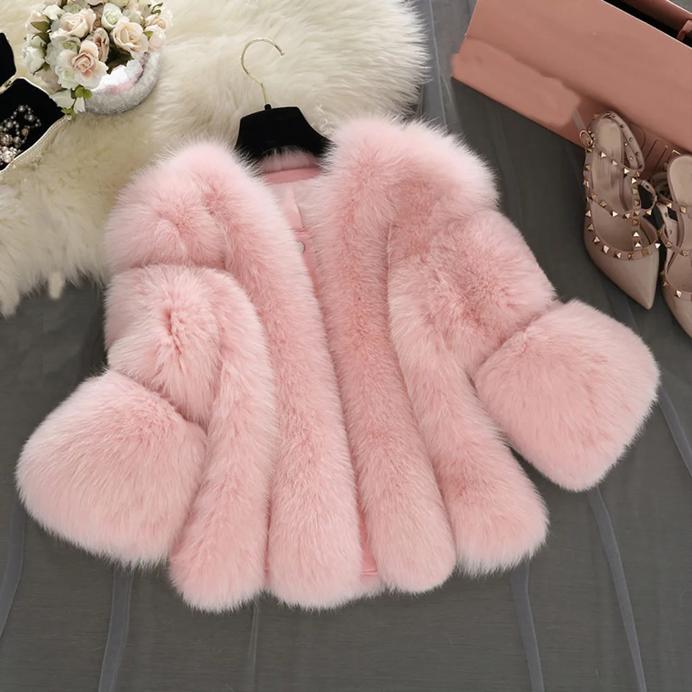 S-4XL пальто из лисьего меха, Женское зимнее теплое белое розовое пальто из искусственного меха, элегантная Толстая теплая верхняя одежда, куртка из искусственного меха, Женская куртка 26,5