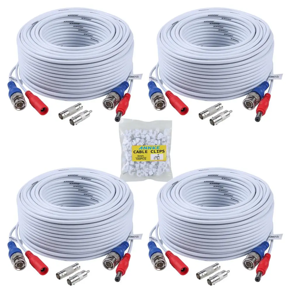 ANNKE 1pcs White 100ft/30m CCTV Camera Power Wired Cable for Surveillance TVI System 