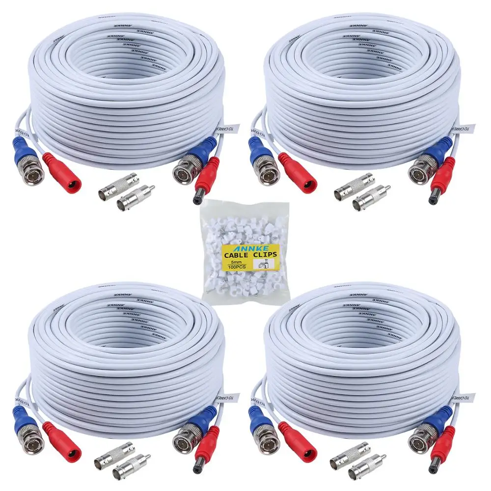  ANNKE 4 Pack 30M 100ft CCTV Cable BNC + DC Plug Video Power Cable For Wire AHD Camera And DVR Surve - 32678992572