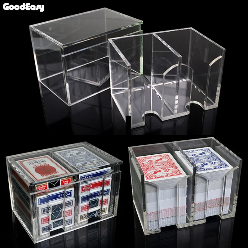 

High Quality Playing Card Holder Clear Acrylic Texas Poker Card Box Black Jack Baccarat Casino Board Game Accessory
