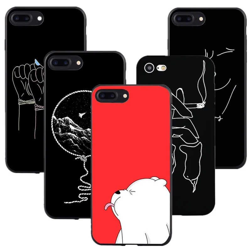 Carcasa для iphone 6 6S Оригинальный чехол 7 Plus 8 5 S SE Черный силиконовый X Capinha |