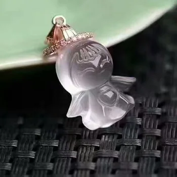 

Natural Yellow Purple crystal creastly carve angel Pendants Handmade Crystal pendant necklace Energy Guardian of love