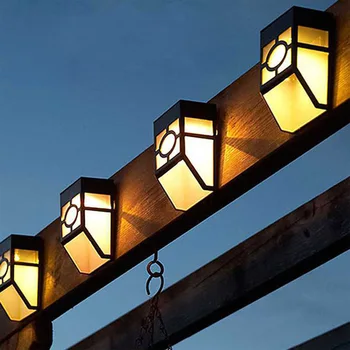

2 LED solar Powered white/warm white Led Wall Lamps Outdoor Waterproof solar Lights for Decoration Garden yard holiday lighting