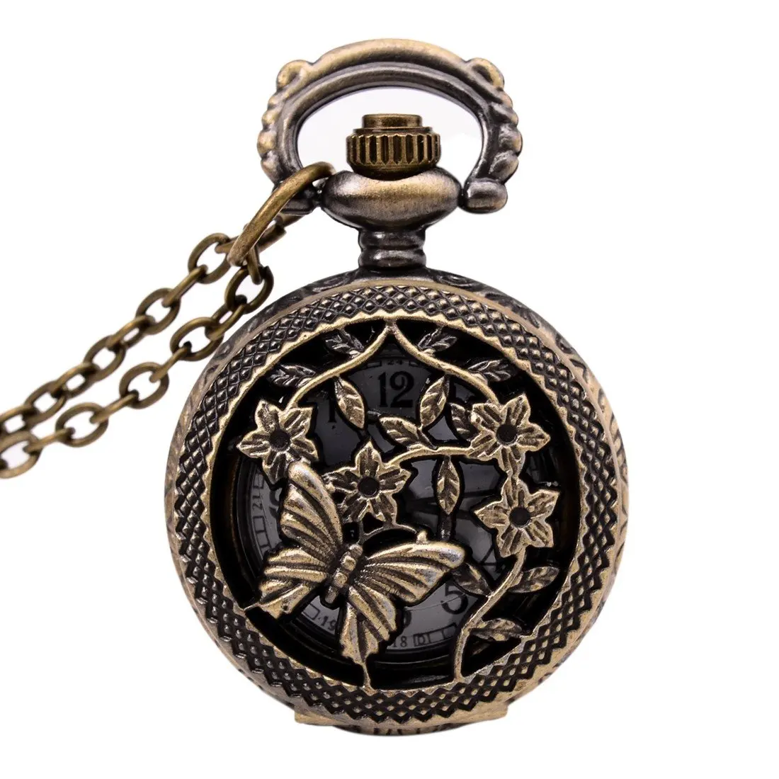 Практичные часы винтажная бронзовая 31,5 "цепочка антикварные карманные часы модный подарок-бабочки и цветы