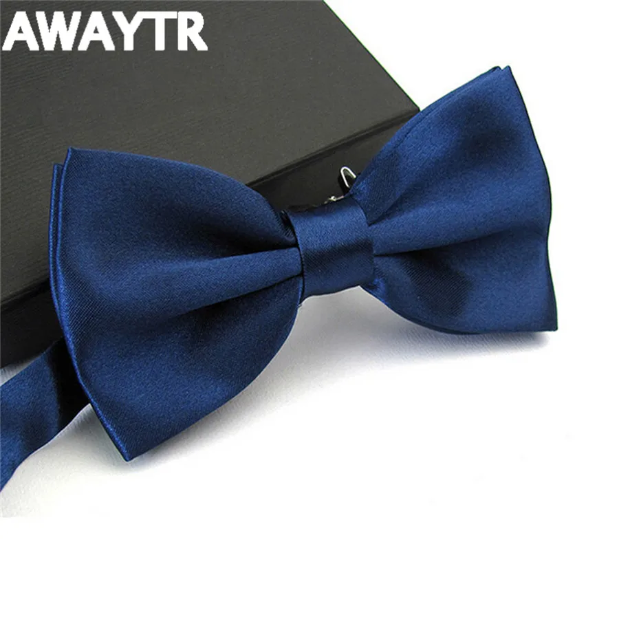 Мужские галстуки бабочки AWAYTR черные шелковые одноцветные регулируемые 2018|color bow