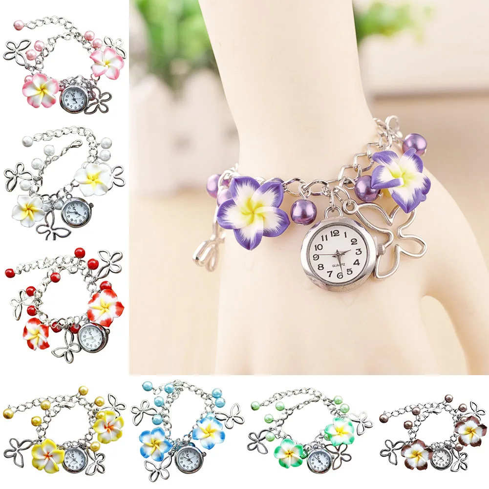 

2017 Flowers Pearl Bracelet Mini Watch High Quality Women Wrist Watches With Butterfly pendant Watch For Women Girl Gift  XYY
