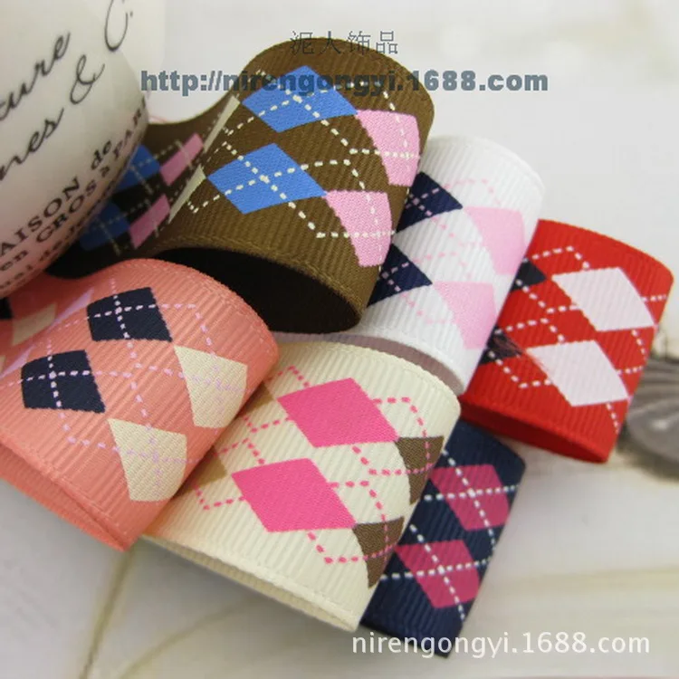 25 mm Single Face Single Satin Ribbon DIY Polyester Printed Rib Manual Ribbon Hair accessories Grosgrain ribbon 10M / Lot