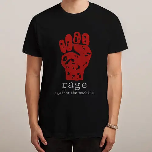 Черная футболка RAGE AGAINST THE MACHINE ɿist Logo' футболки с коротким рукавом S-2 XLHip Hop |